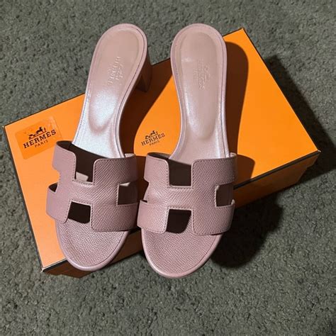 hermes oasis rose aube|HERMES Epsom Oasis Sandals 37.5 Rose Aube .